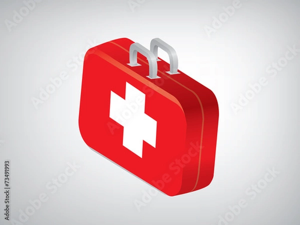 Obraz Red first aid bag on a white background, eps10