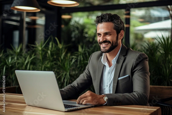 Fototapeta Deal Maker in Action: Confident Negotiations with a Winning Smile, Generative AI