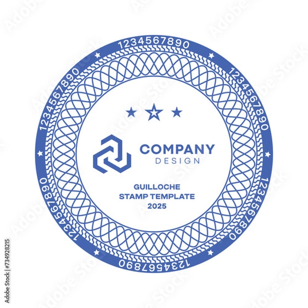 Obraz Seal design for a document company, guilloche elements, vector