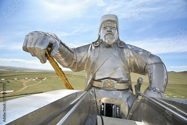 Fototapeta Statue of Mongolian leader and warrior Genghis Khan in Inner Mongolia