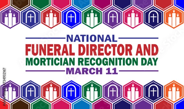 Fototapeta National Funeral Director and Mortician Recognition Day Vector Template Design Illustration. March 11. Suitable for greeting card, poster and banner