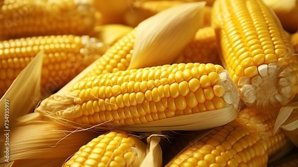 Fototapeta Several peeled yellow corns.