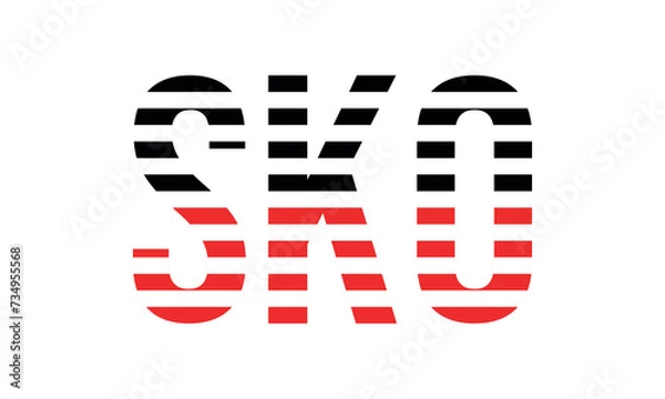 Fototapeta SKO three initial letter iconic line negative space minimal logo design vector template. monogram, abstract, wordmark, business, typography, minimalist, brand, company, flat, modern, unique, simple