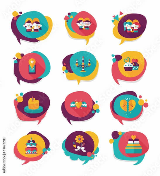 Fototapeta Valentine’s Day speech bubble banner flat design background se