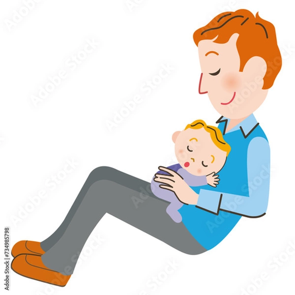 Fototapeta 赤ちゃんを抱く父親