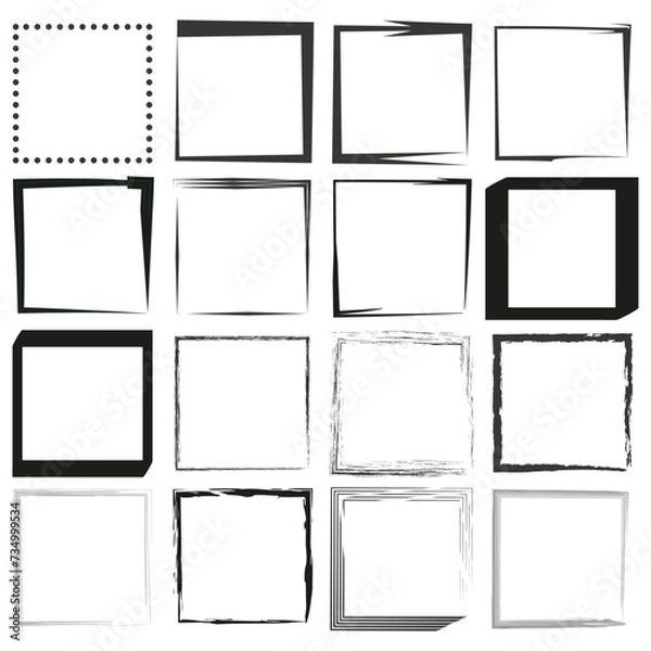 Fototapeta Handdrawn square frame. Vector illustration. EPS 10.