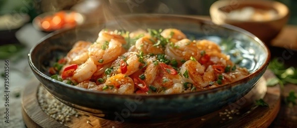 Fototapeta Fresh Shrimp Dish. Illustration On The Theme Of Food And Restaurants, Products And Delicacies,Agriculture. Generative AI	
