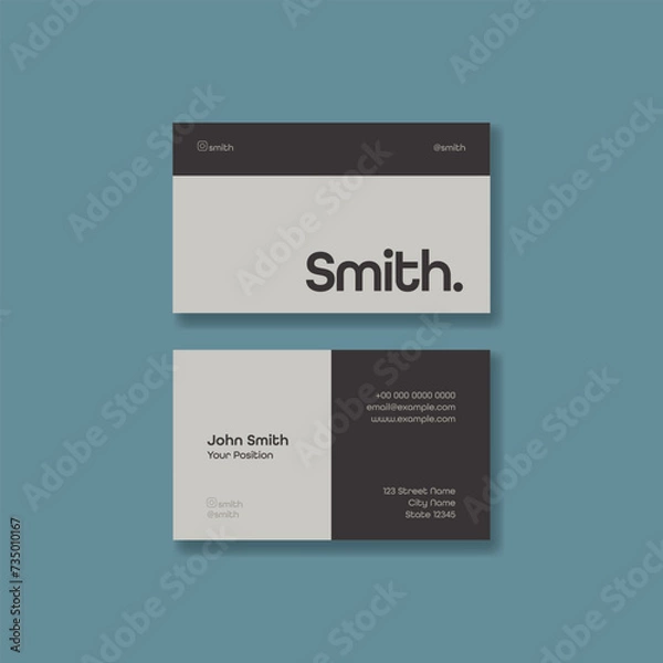 Fototapeta Business card layout, vector template. Modern minimal design style, corporate stationery. Editable print handout.