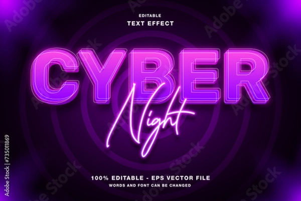 Fototapeta Cyber Night Neon Light Editable Text Effect