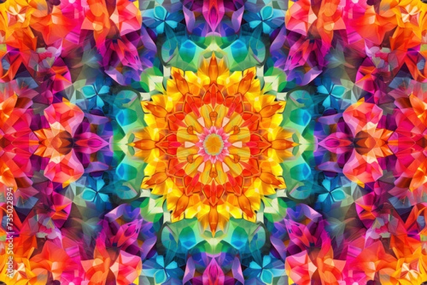 Fototapeta Bright colorful kaleidoscope pattern. Festive style