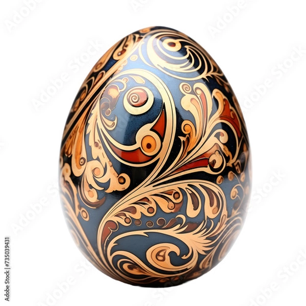 Obraz An easter egg with a decorative pattern on a transparent background