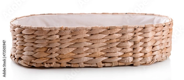 Fototapeta Empty wicker basket, isolated on white