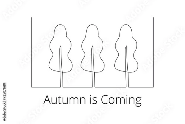 Fototapeta Continuous one line drawing Four seasons concept. Doodle vector illustration.