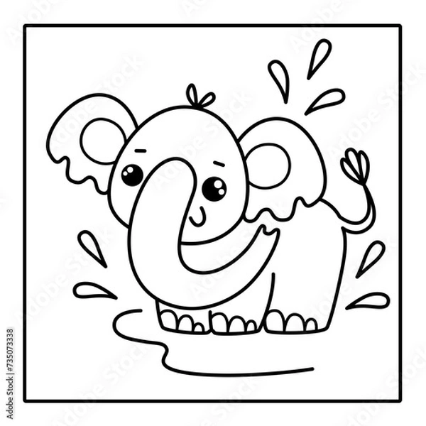 Obraz Сoloring book for children, elephant. Vector illustration