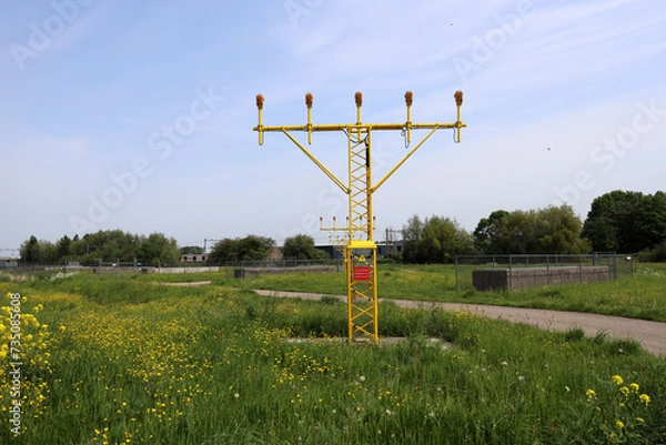 Obraz Landing lights at Rotterdam-The Hague airport on steel masts