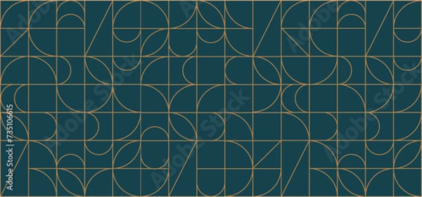 Fototapeta Luxury geometric gold line art and art deco background vector.  Abstract geometric pattern and elegant art nouveau with delicate. Illustration design for invitation, banner, vip, decoration. 