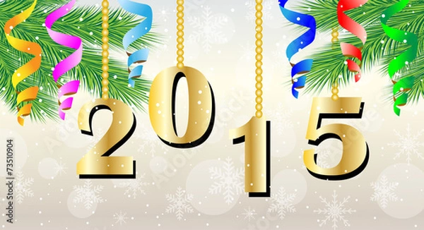 Fototapeta numbers 2015 year and branch of christmas tree