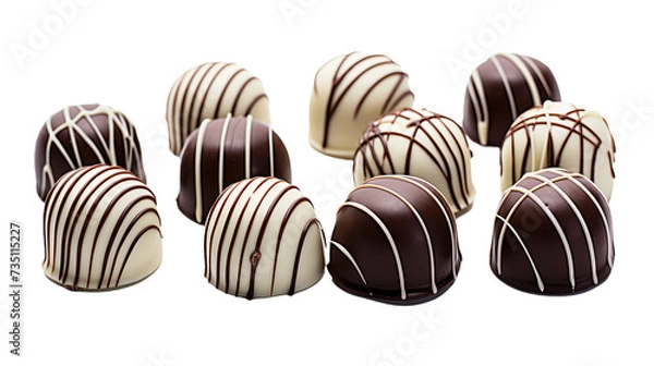 Fototapeta Tempting Handmade Dark Chocolate Pralines  on transparent background, Perfect Indulgence for Gourmet Dessert Enthusiasts - Irresistible Artisanal Cocoa Delights