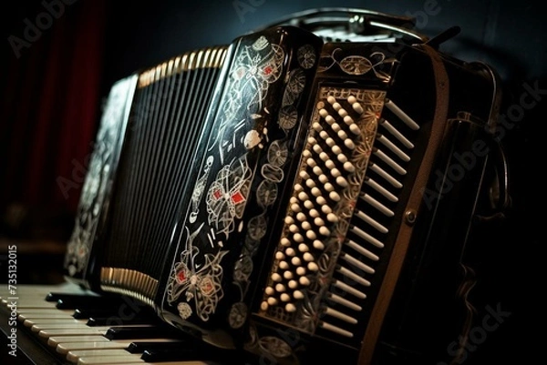 Obraz close up of an accordion. Generative AI