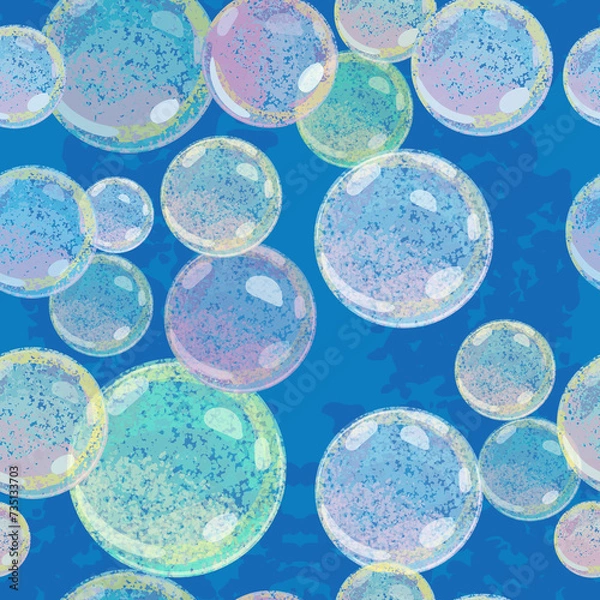 Fototapeta Seamless background with illustration of soap bubbles