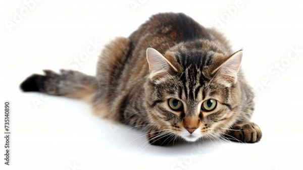 Fototapeta Tabby cat in stalking position
