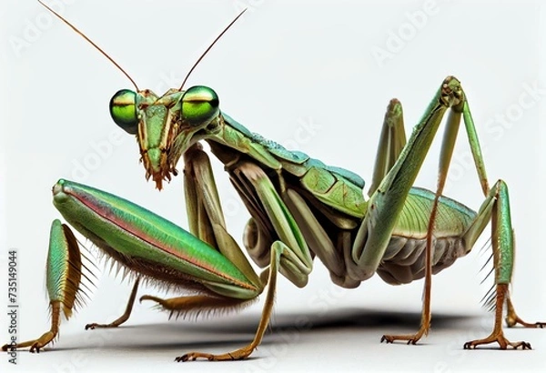 Fototapeta European Mantis or Praying Mantis (Mantis religiosa), PNG, isolated on transparent background. Generative AI