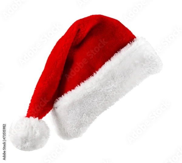 Obraz Santa red hat isolated in white background