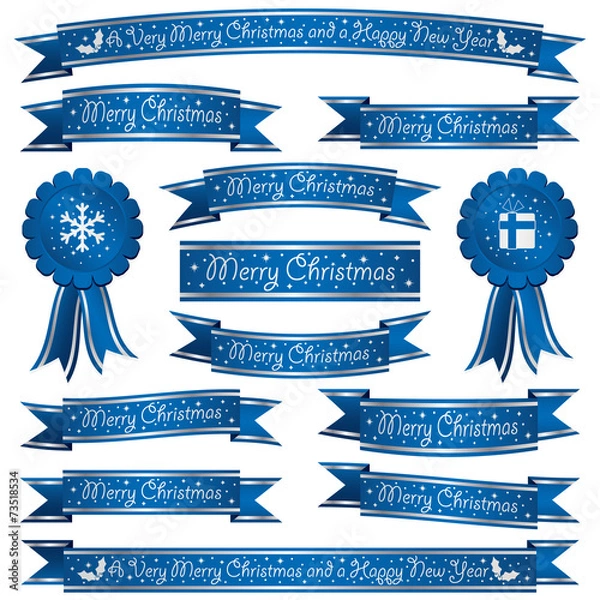 Obraz blue christmas ribbons