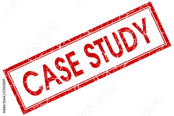 Fototapeta case study red square stamp isolated on white background