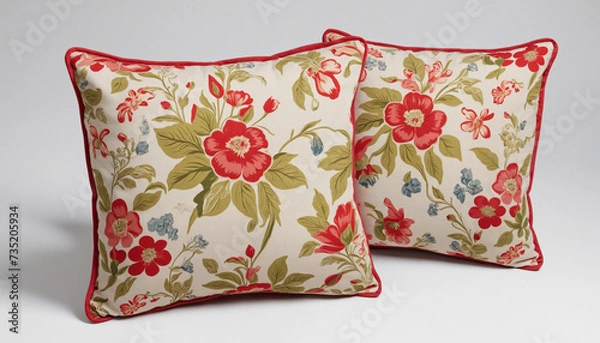 Obraz Floral Patterned Decorative Sofa Pillows on Transparent Background