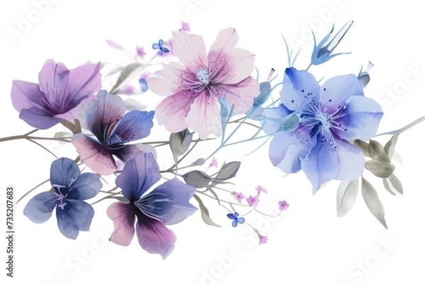 Fototapeta A painting of flowers on a white background. Can be used for various design projects