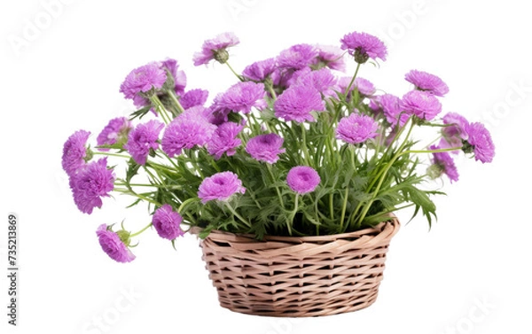 Fototapeta Basketful of Scabiosa isolated on transparent Background