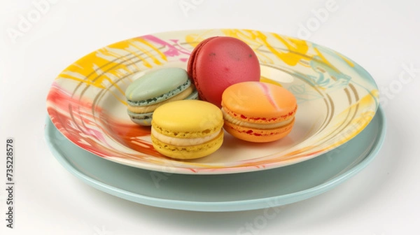 Fototapeta Colorful macaroons on plate