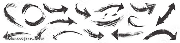 Fototapeta set of handwriting arrows on white background