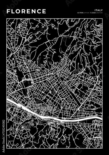 Obraz Florence City Map, Cartography Map, Street Layout Map