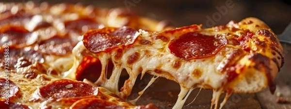 Obraz delicious pepperoni pizza slice