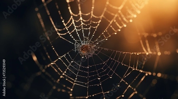 Fototapeta A spider weaving its delicate web, showcasing the intricate nature of thoughts and emotions.