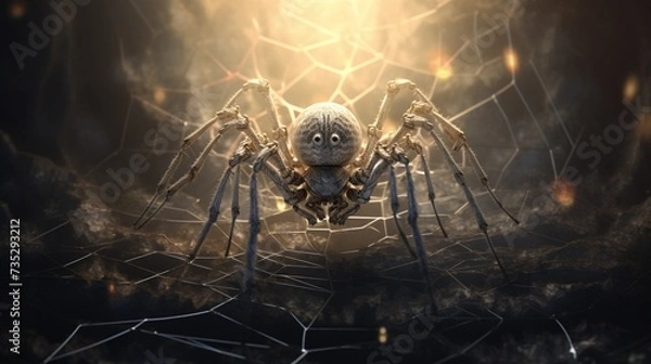 Fototapeta A spider weaving its delicate web, showcasing the intricate nature of thoughts and emotions.