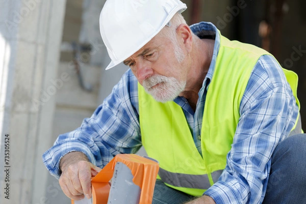 Obraz senior construction worker at construction site