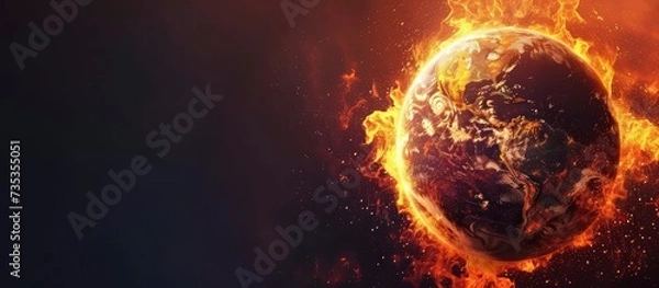 Fototapeta Planet Earth burning. Visualizing Global Warming and Earth Day Awareness