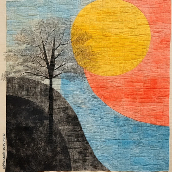 Obraz Abstract painting.Color graphics and collage. Painting in the interior. A modern poster. Generative AI