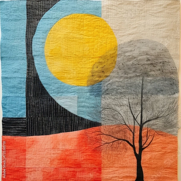 Obraz Abstract painting.Color graphics and collage. Painting in the interior. A modern poster. Generative AI
