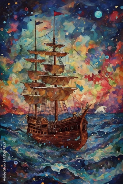 Obraz watercolour sailing boat