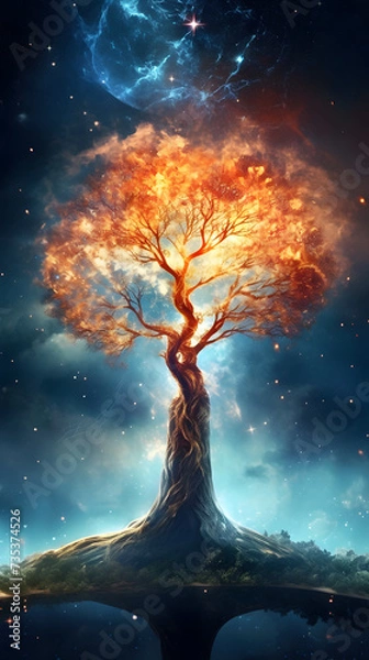 Fototapeta world tree under fire