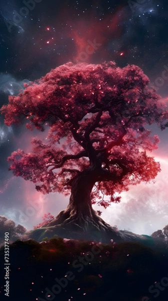 Fototapeta pink galaxy tree