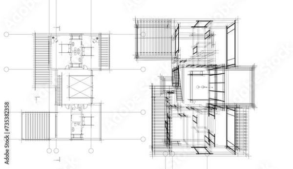 Obraz house plan blueprint