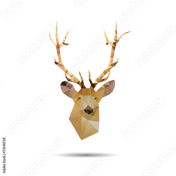 Obraz Deer head abstract isolated on a white backgrounds, vector illus
