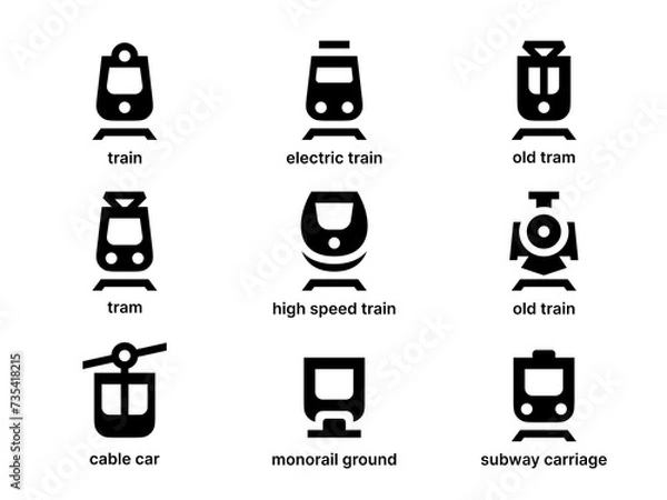 Obraz Train and Railway Transport Front View icon pack