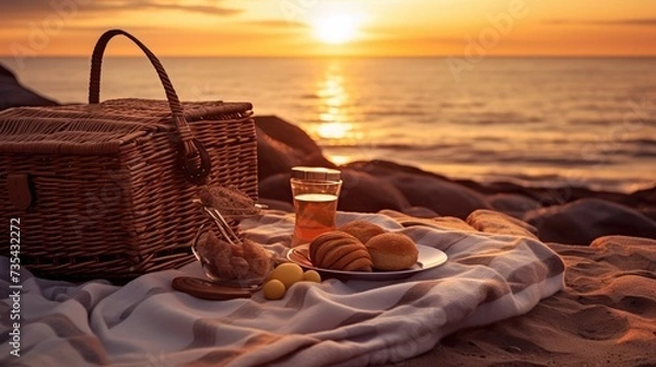 Fototapeta sunset in the beach