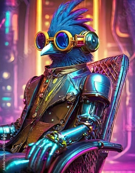 Fototapeta Bird cyberpunk style